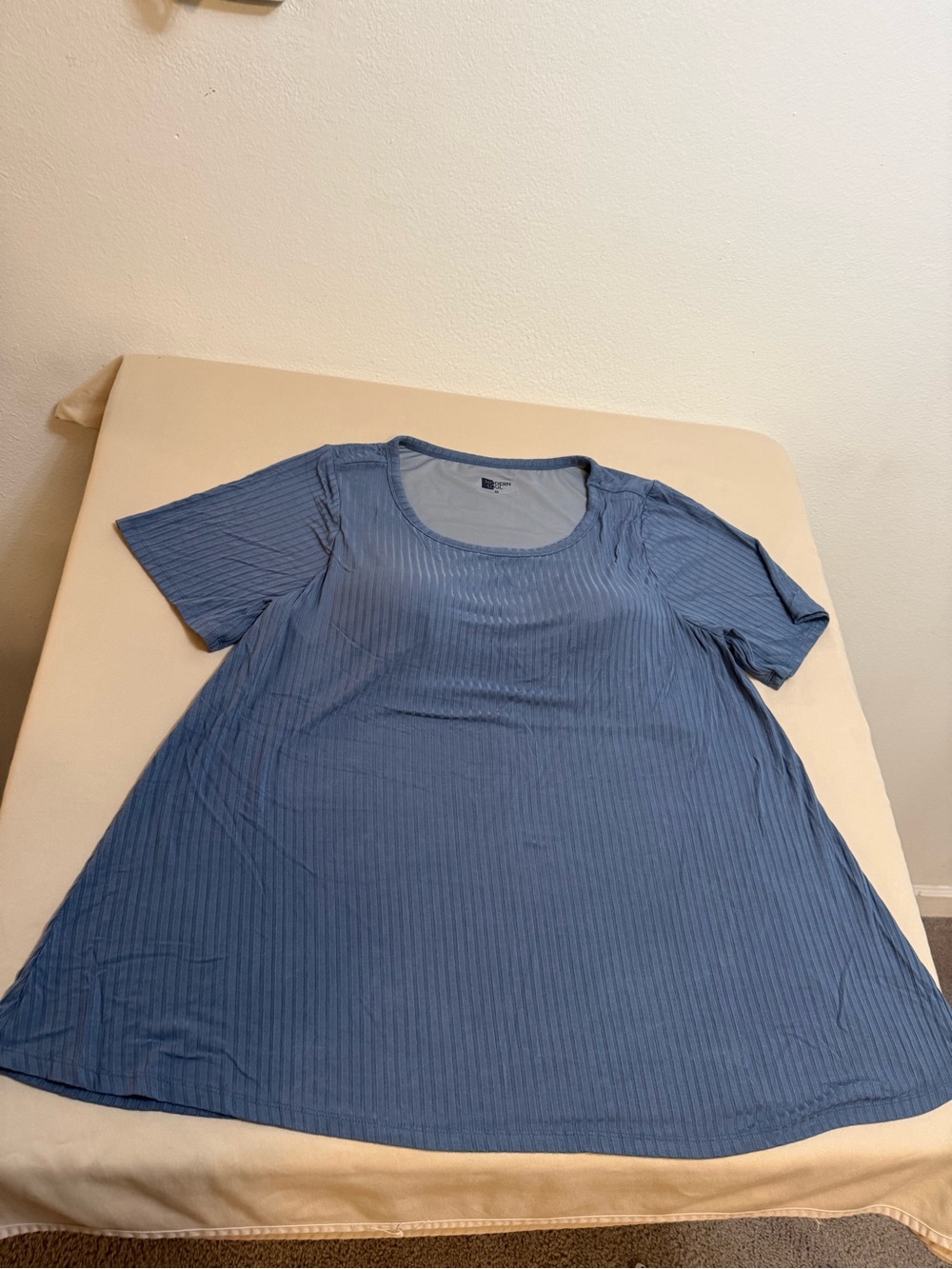 Modern Soul Dusty Blue Ribbed Built In Bra Top Women’s 2X
